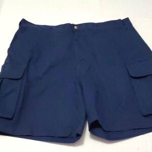 Sun Casual Navy Flat Front Utility Cargo Shorts 36